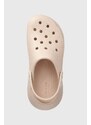 Crocs papuci Classic Crush Clog femei, culoarea roz, toc pană 206121
