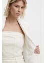 Answear Lab sacou din lana culoarea alb, cu doua randuri de nasturi, modelator