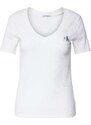 CALVIN KLEIN T-Shirt Woven Label Rib V-Neck Tee J20J223274 YAF bright white