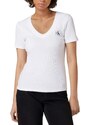 CALVIN KLEIN T-Shirt Woven Label Rib V-Neck Tee J20J223274 YAF bright white