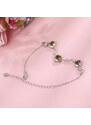 Bratara Model Infinit si Inimioare din argint 925 Peridot Heart, Brățară minimalistă, casual, pentru femei, Verde - Galben Arg415K