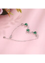 Bratara Model Infinit si Inimioare din argint 925 Emerald Green, Brățară minimalistă, casual, pentru femei, Verde arg415C