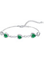 Bratara Model Infinit si Inimioare din argint 925 Emerald Green, Brățară minimalistă, casual, pentru femei, Verde arg415C