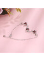 Bratara Model Infinit si Inimioare din argint 925 Garnet Heart, Brățară minimalistă, casual, pentru femei, Rosu arg415F