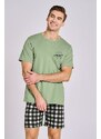 Taro Pijamale bărbați Carter verde cu inscripție