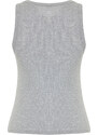 Trendyol Gray Melange Foil/Glossy Fabric Halter Neck Ribbed Elastic Knitted Undershirt