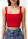 Trendyol Red Plain Slim Square Neck Super Crop Knitted Undershirt