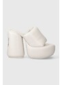 Naked Wolfe slapi de piele Wow femei, culoarea alb, cu toc drept