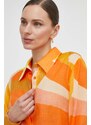 Luisa Spagnoli camasa femei, culoarea portocaliu, cu guler clasic, regular