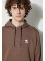 adidas Originals bluză Trefoil Essentials Hoody bărbați, culoarea maro, cu glugă, uni, IR7786