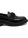 Pantofi loafer dama Pass Collection negri din lac cu bareta elastica OTR840006