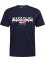 NAPAPIJRI Tricou 'S-Aylmer' albastru marin / roșu deschis / alb