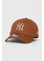 New Era șapcă de baseball din bumbac culoarea maro, cu imprimeu, NEW YORK YANKEES