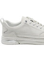 Pantofi sport Franco Gerardo albi din piele naturala, cu detaliu metalic FNX7662