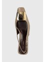Tory Burch pantofi de piele Georgia Slingback culoarea bej, cu toc drept, cu toc deschis, 156479.200