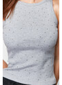 Trendyol Gray Stone Detailed Barbell Neck Regular Knitted Undershirt