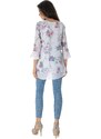 Bluza cu imprimeu floral, alba, ROH BR2725