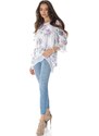Bluza cu imprimeu floral, alba, ROH BR2725