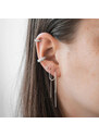 DELIS Cercel ear cuff argint 925, JW982, model cu pietre, placat cu rodiu
