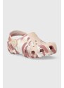 Crocs slapi copii CLASSIC MARBLED KIDS culoarea roz