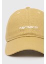 Carhartt WIP șapcă de baseball din bumbac Canvas Script Cap culoarea bej, neted, I028876.22WXX