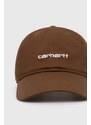 Carhartt WIP șapcă de baseball din bumbac Canvas Script Cap culoarea maro, cu imprimeu, I028876.22UXX
