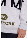 Tommy Hilfiger bluza copii culoarea gri, cu glugă, cu imprimeu