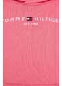 Tommy Hilfiger hanorac de bumbac pentru copii culoarea roz, cu glugă, cu imprimeu