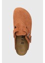 Birkenstock papuci din piele Boston femei, culoarea portocaliu, 1027118