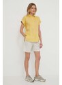 Lauren Ralph Lauren Lauren Ralph cămașă de in culoarea galben, cu guler clasic, relaxed 200699152