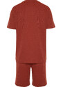 Trendyol Tile Regular Fit Waffle Knitted Pajama Set with Shorts