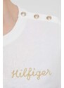 Tommy Hilfiger tricou din bumbac femei, culoarea bej WW0WW41211