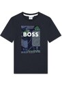 BOSS Kidswear Tricou bleumarin / gri deschis / verde / alb