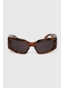 Balenciaga ochelari de soare femei, culoarea maro, BB0321S
