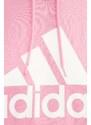 adidas hanorac de bumbac femei, culoarea roz, cu glugă, cu imprimeu, IR5450