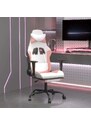 OrlandoKids Scaun gaming de masaj suport picioare, alb roz, piele ecologica