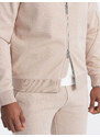 Ombre Set jachetă și pantaloni scurți pentru bărbați din tricot jacquard - bej deschis V2 Z73