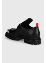 424 pantofi de piele Derby barbati, culoarea negru, FF4SMQ50AP-PE001.999