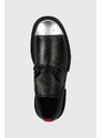 424 pantofi de piele Derby barbati, culoarea negru, FF4SMQ50AP-PE001.999