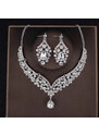 Set bijuterii mireasa Lucinda, colier si cercei, argintiu, decorat cu zirconiu - Colectia Celebration