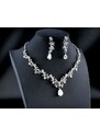 Set bijuterii mireasa Linda, colier si cercei, argintiu, decorat cu zirconiu - Colectia Celebration