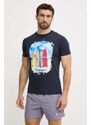 Vilebrequin tricou din bumbac PORTISOL barbati, culoarea albastru marin, cu imprimeu, PTSAP385