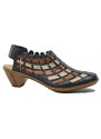 Pantofi dama decupati Rieker bleumarin cu imprimeu multicolor RIK46778-14