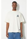 Evisu tricou din bumbac Diamond/Daruma Printed barbati, culoarea bej, cu imprimeu, 2ESHTM4TS1074
