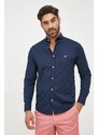 Gant camasa barbati, culoarea albastru marin, cu guler button-down, regular