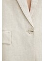 Bruuns Bazaar blazer din amestec de in OxalisBBFreida blazer culoarea bej, un singur rand de nasturi, neted, BBW3938