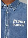 Evisu camasa jeans Brush Daicock Printed barbati, cu guler clasic, relaxed, 2ESHTM4DL1015