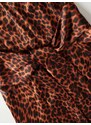 Rochie maxi cu imprimeu leopard, maneca lunga si cu decolteu, maro, dama, Reserved