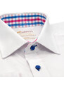 JERMYN'S Camasa alba regular barbati Luxury Classic Fit EASY IRON cu garnitura in carouri (Marime: 3XL)