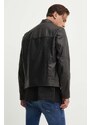HUGO geaca de piele barbati, culoarea negru, de tranzitie, 50516869